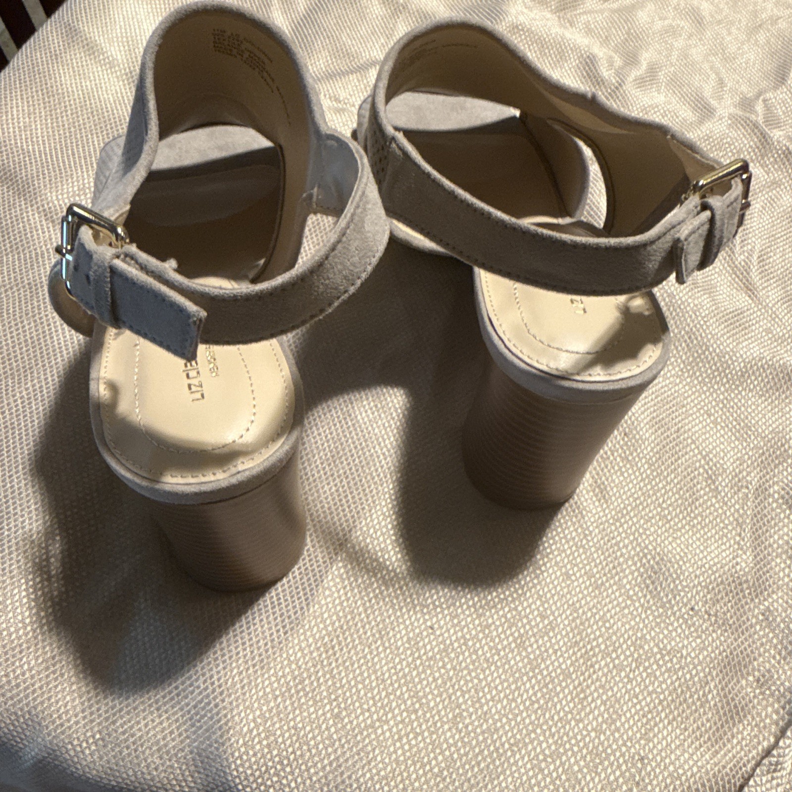 Liz Claiborne Gray Suede Slingback Sandals Buckle Accent Solid Women’s US 11