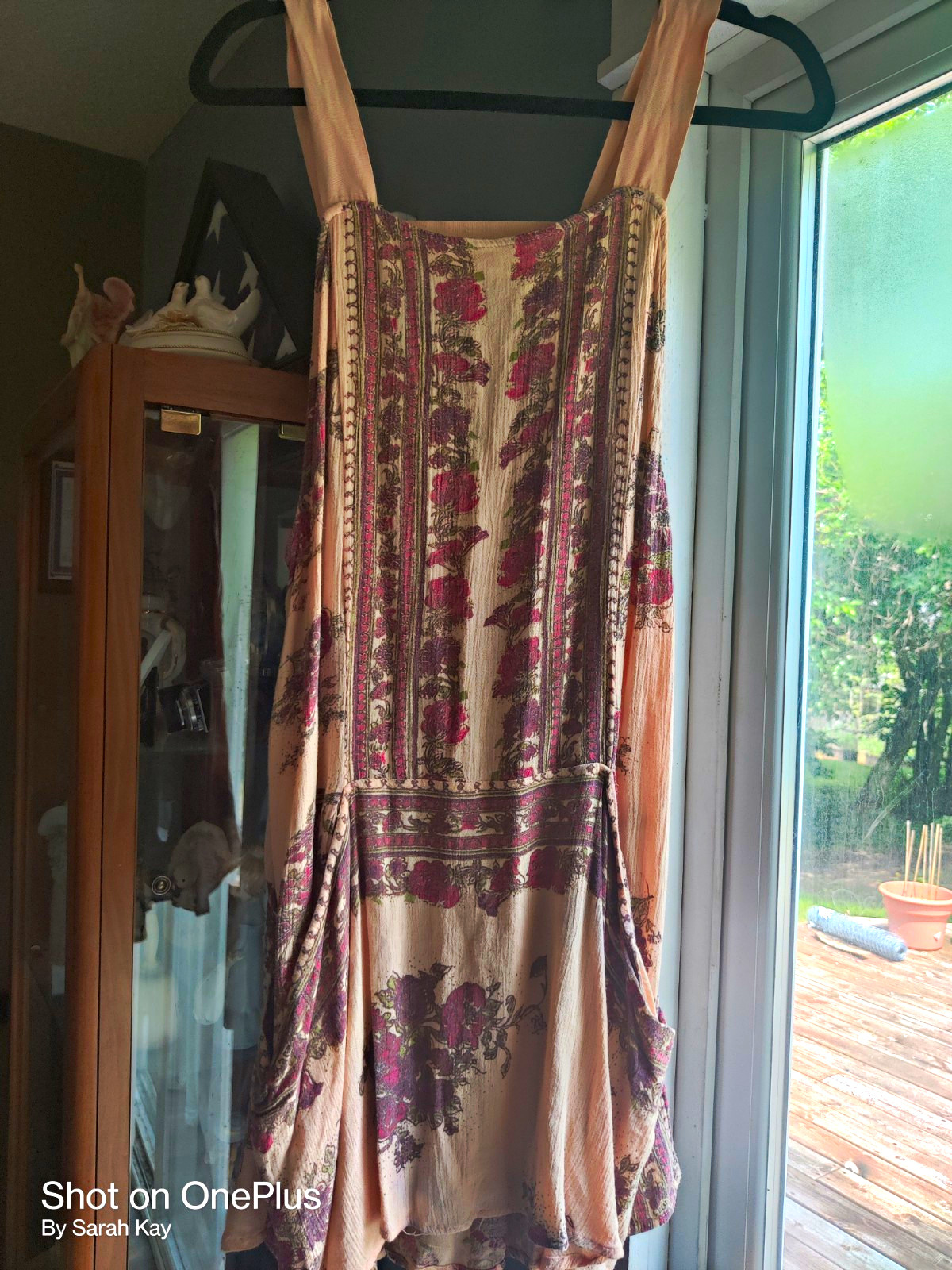 Free People Women’s Floral Wide Leg Jumpsuit One-Piece Size S Beige Purple Pink