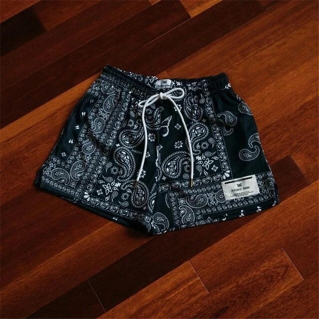 2025 Unisex Mens Infamous Bandana Shorts Paisley Pattern Mesh Sport quick-drying