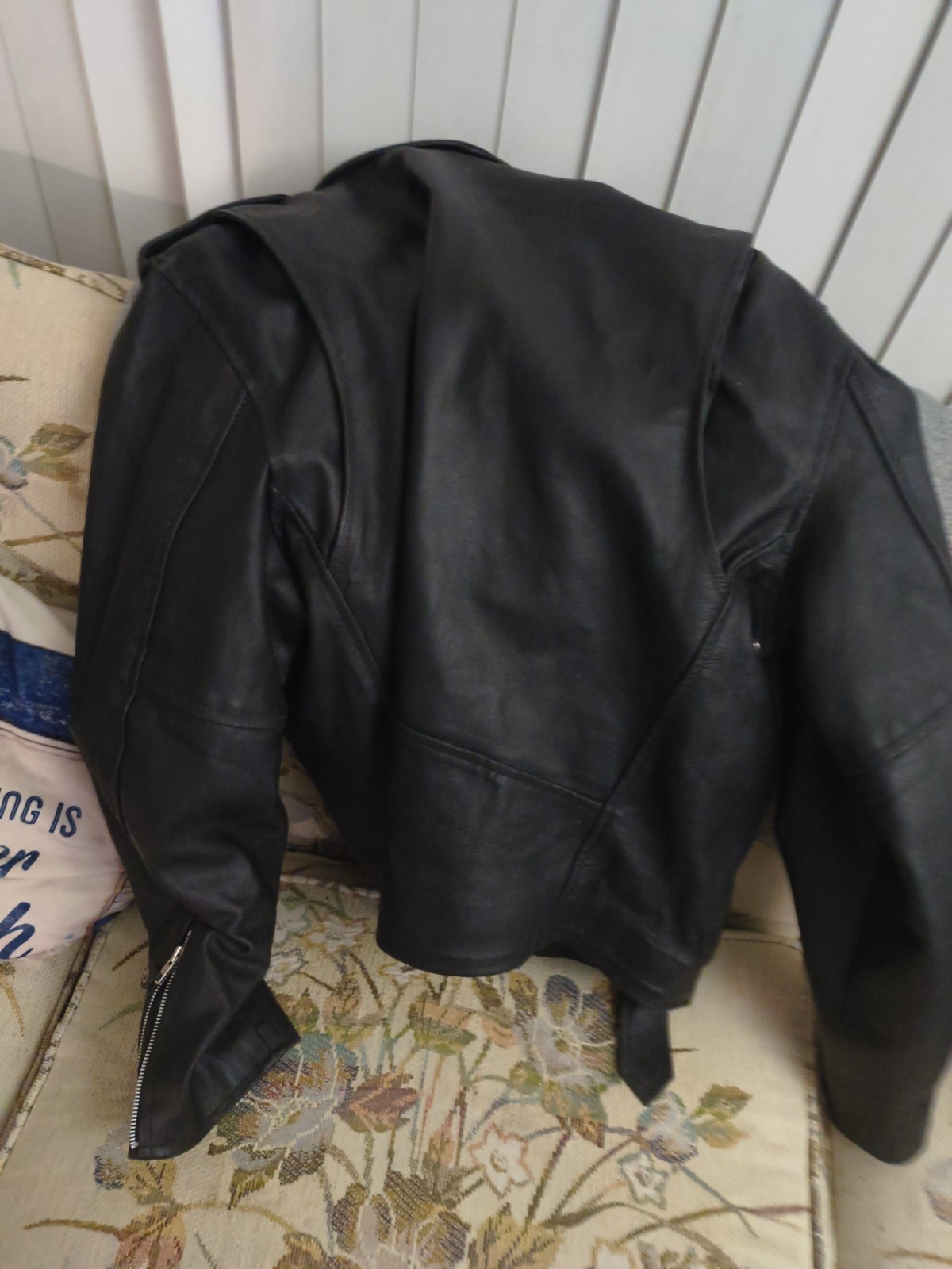 MAS Leather Black Biker Jacket Men’s with Zipper Buckle Button Accents