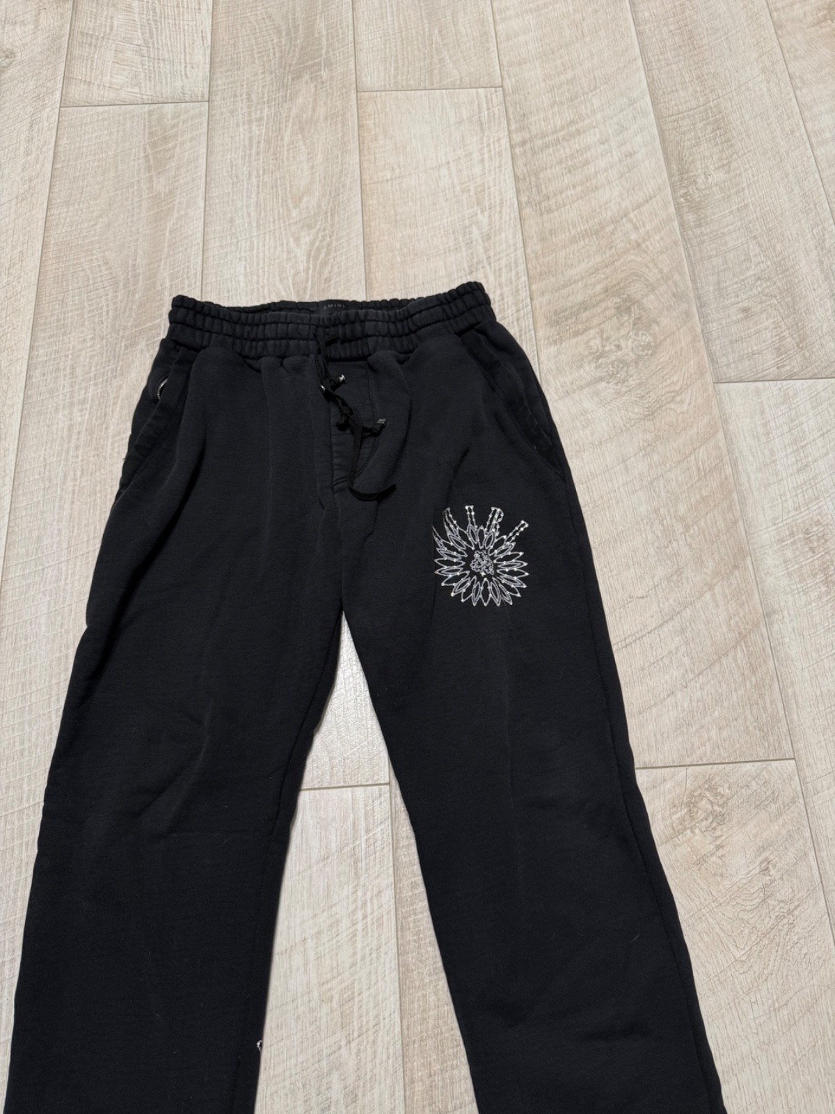 Size 34/L – AMIRI Crystal Stick Poke Sweatpants Black