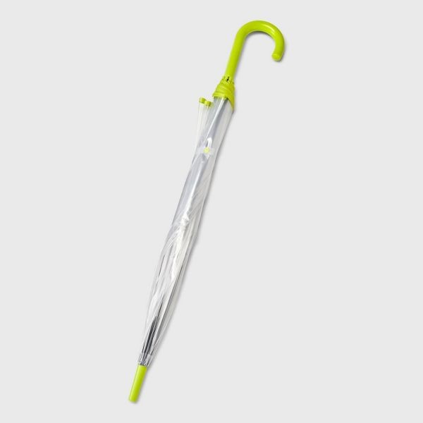 Bubble Umbrella – Clear Aloe: Manual Solid Design, Plastic Handle, 52″ Span