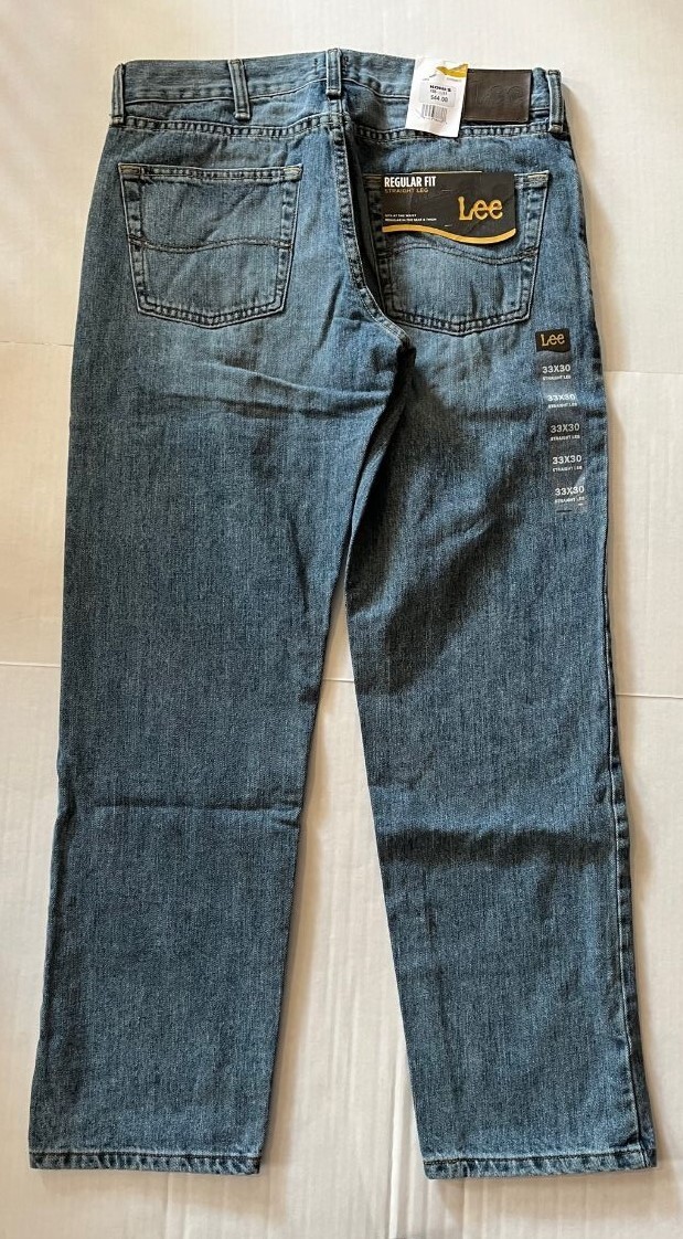 Lee Men’s Regular Fit Jeans Size 31, 33, 34, 36 or 38 NEW 100% Cotton Ret $44.00