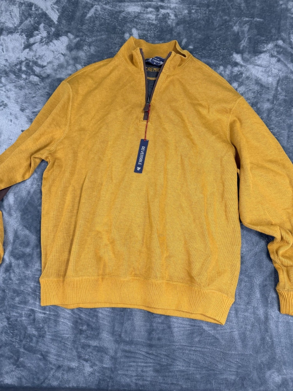 Cremieux Mens Gold Reversible Half-Zip Pullover Sweater XL NWT
