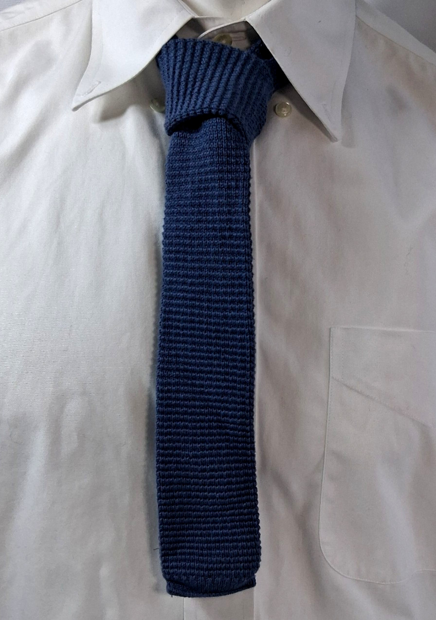 615 Collection Blue Men’s Neck Tie~Skinny Square~100% Lisle Cotton~Made USA~42″L