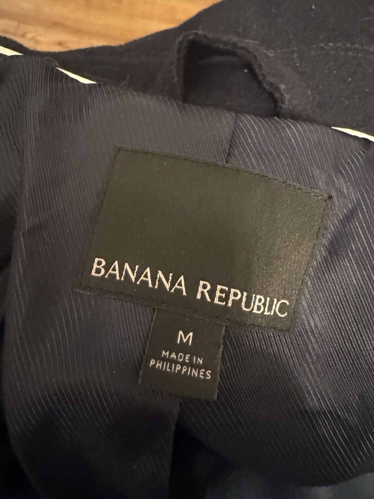 Banana Republic Mario Bellucci Long Wool Belted Trench Coat Navy Blue Medium