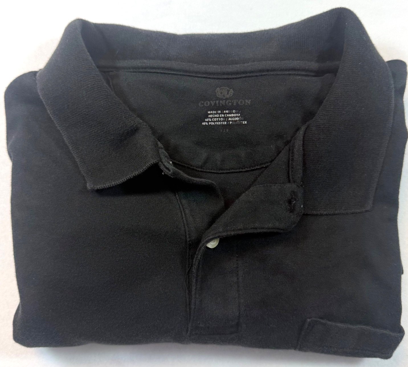 Covington Men’s Black Polo Shirt Size XL Short Sleeve Pocket Casual Work Shirt