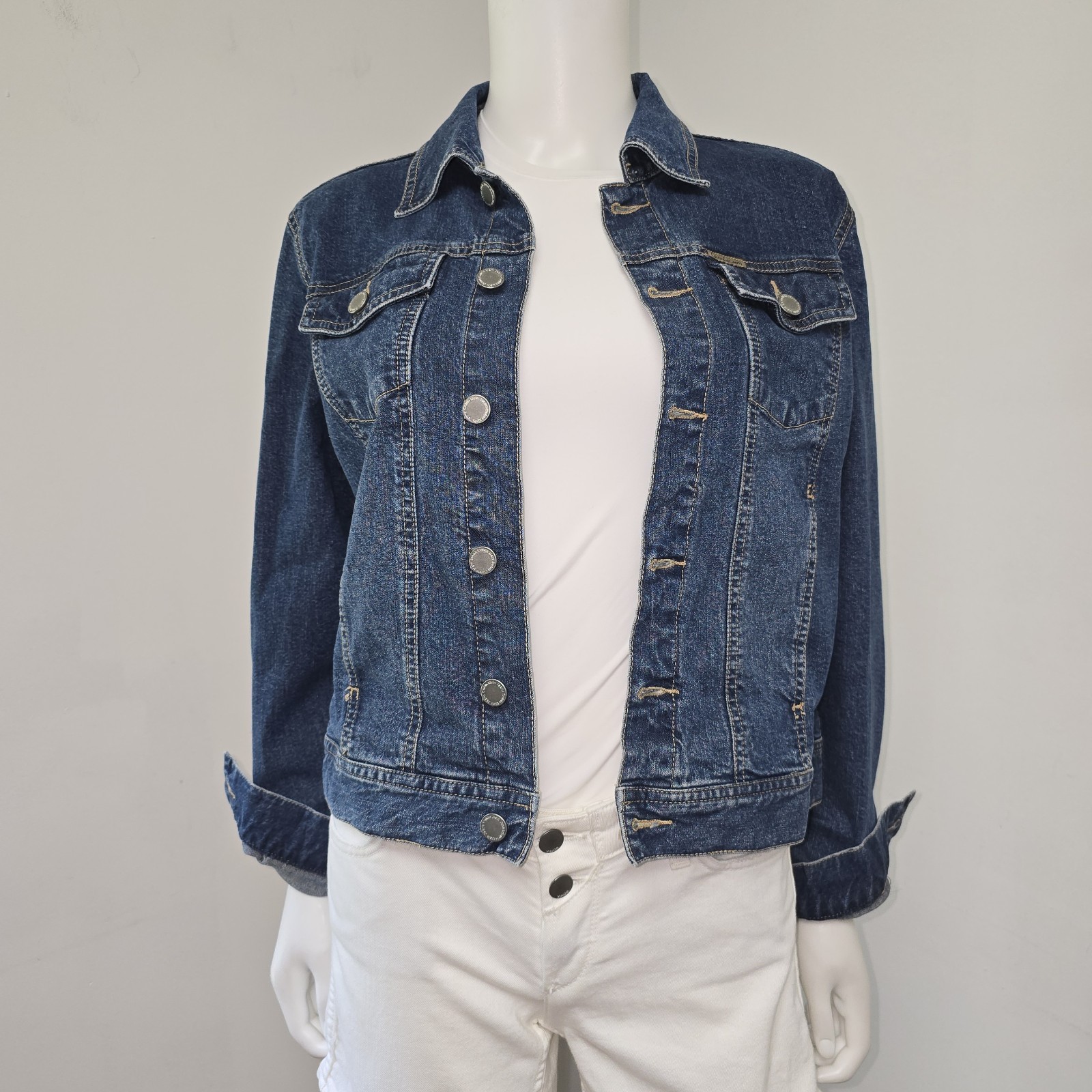 Calvin Klein Jeans Jacket Womens Size M Blue Denim Jean Trucker VTG Hong Kong