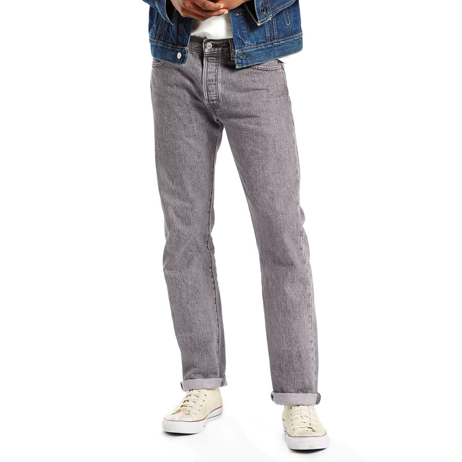 Levi’s® 501™ Original Men Fit Stretch Jeans Light Grey SZ 34X29