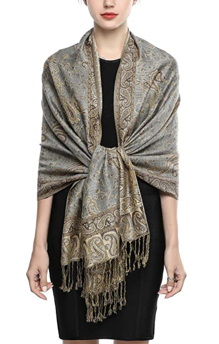 Soft Silky Reversible Paisley Pashmina Shawl Wrap Scarf Stole w/ Fringes 80″x28″