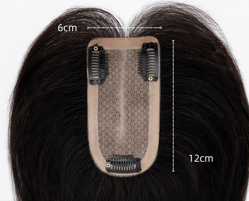 2.36″x4.7″Free Parting Silk Top 100% Real Human Hair Topper Clip in 6″, 8″, 12″