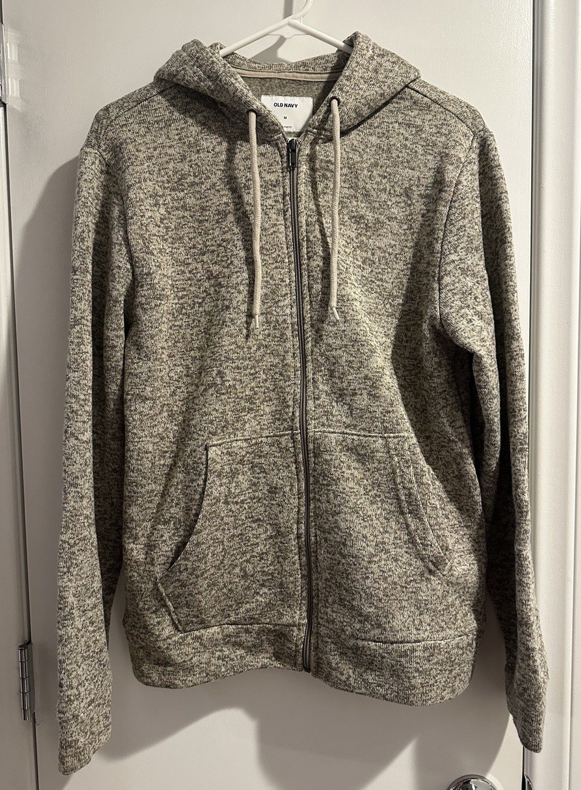 Old Navy Men’s Gray Heathered Fleece Full Zip Hooded Hoodie Pockets M