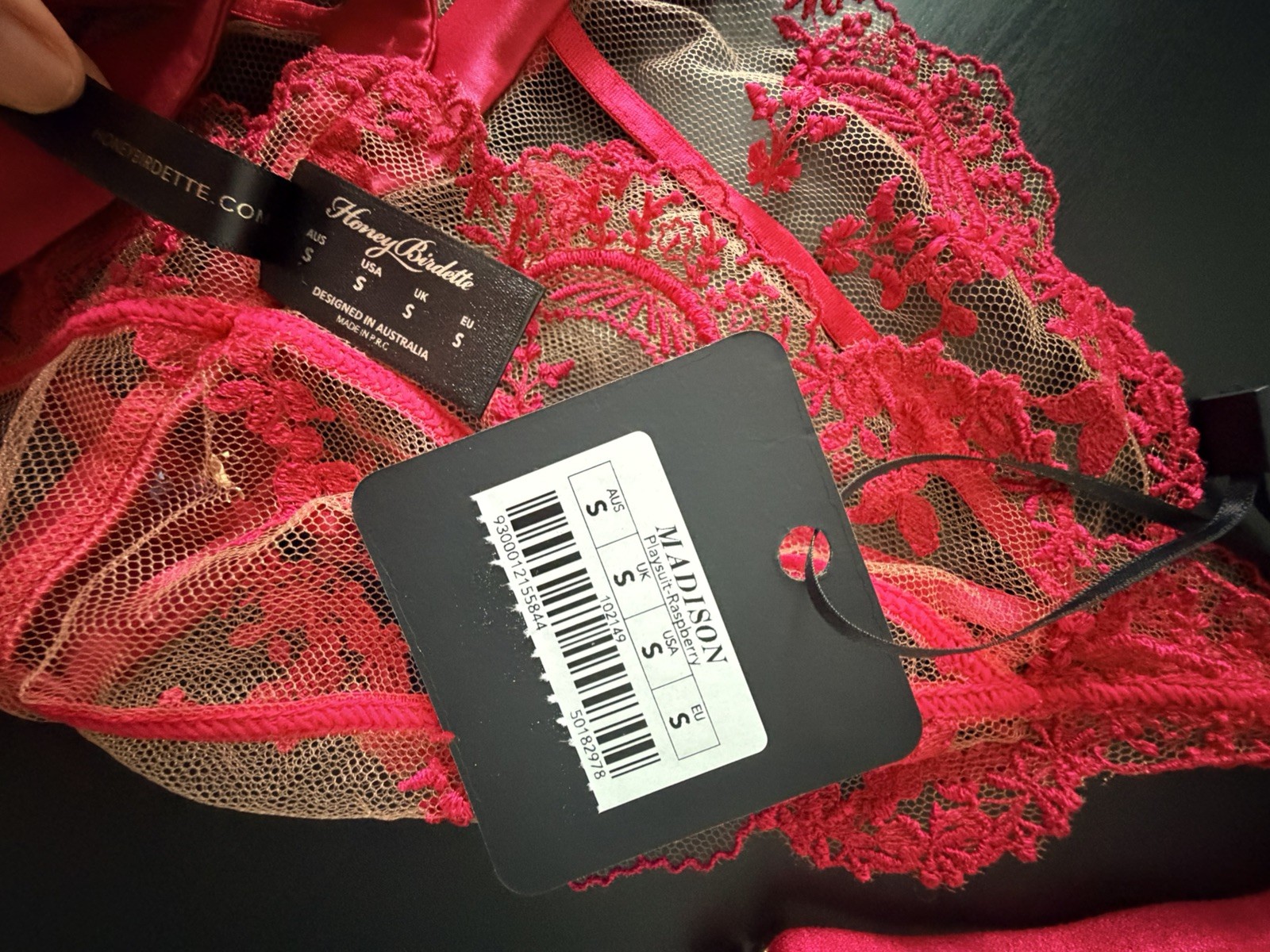 New Honey Birdette Madison Raspberry Bodysuit Playsuit Size Small