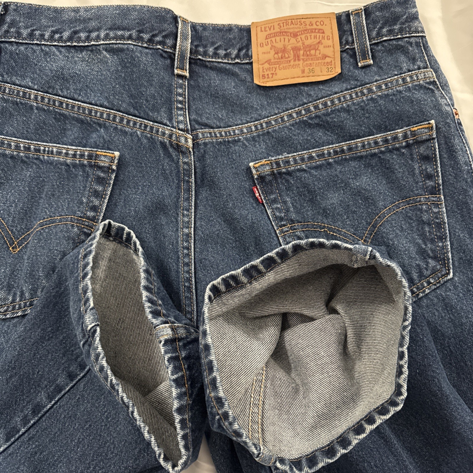 Levi’s 517 36×32 Bootcut Jeans Dark Wash Made In USA Red Tab