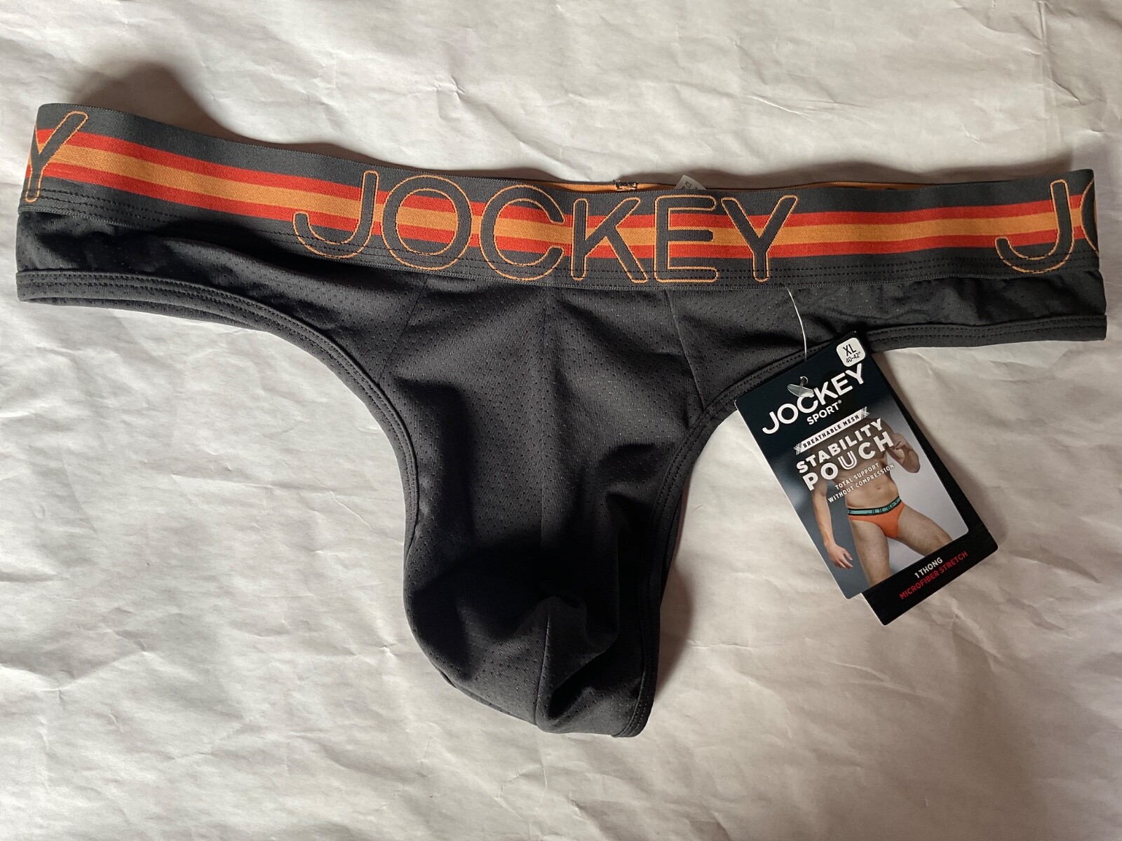 Jockey Sport Breathable Mesh Stability Pouch Thong Microfiber New Blue Green