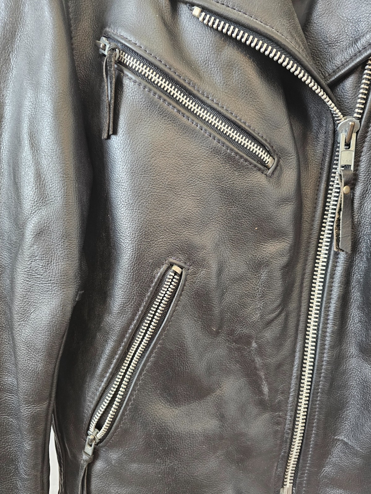 Harley Davidson Womens Small Black Leather Moto Biker Riding Jacket USA Zip YKK