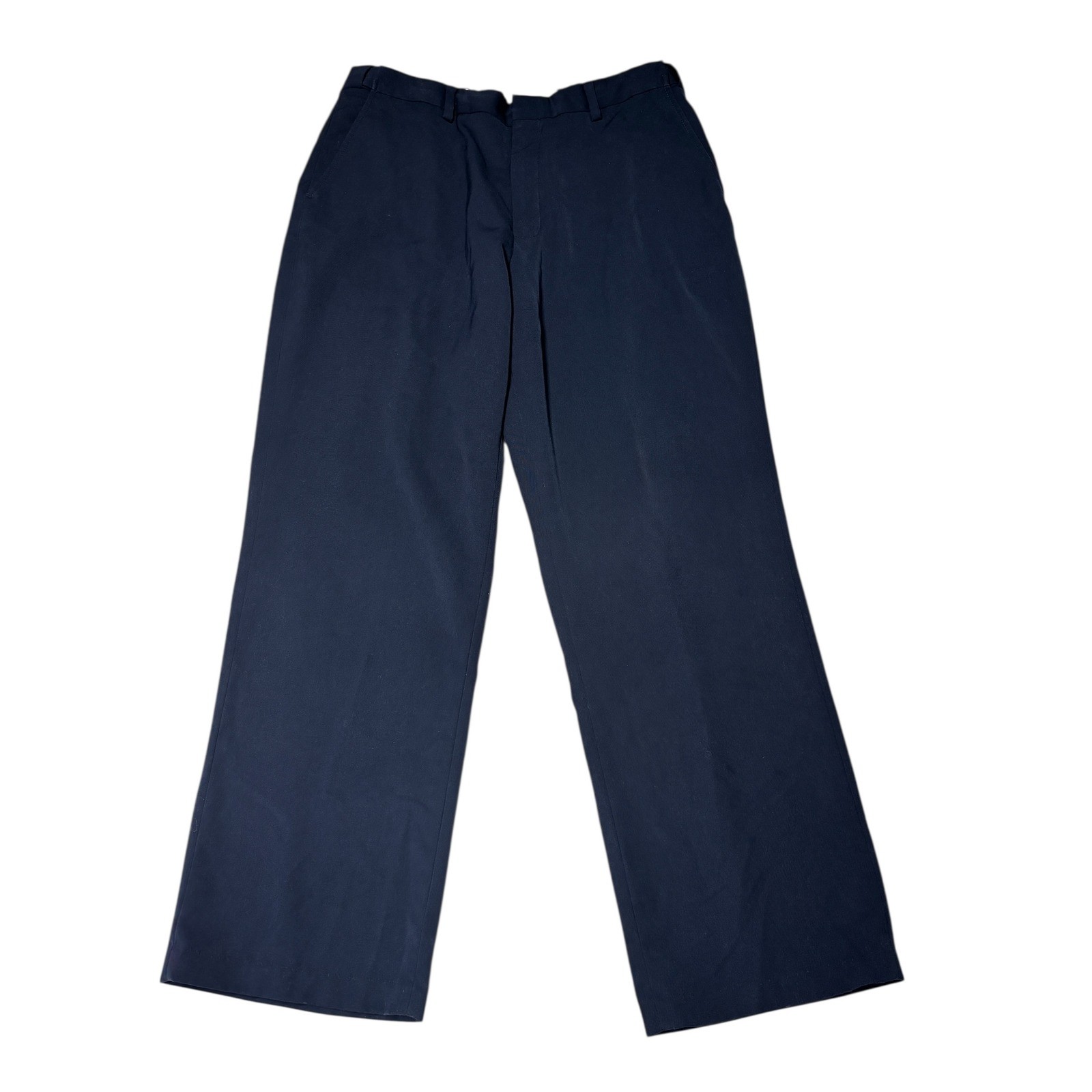 LL Bean Mens Navy Polyester Dress Pants Waist 36 Inseam 30 Flat Front YKK Zip