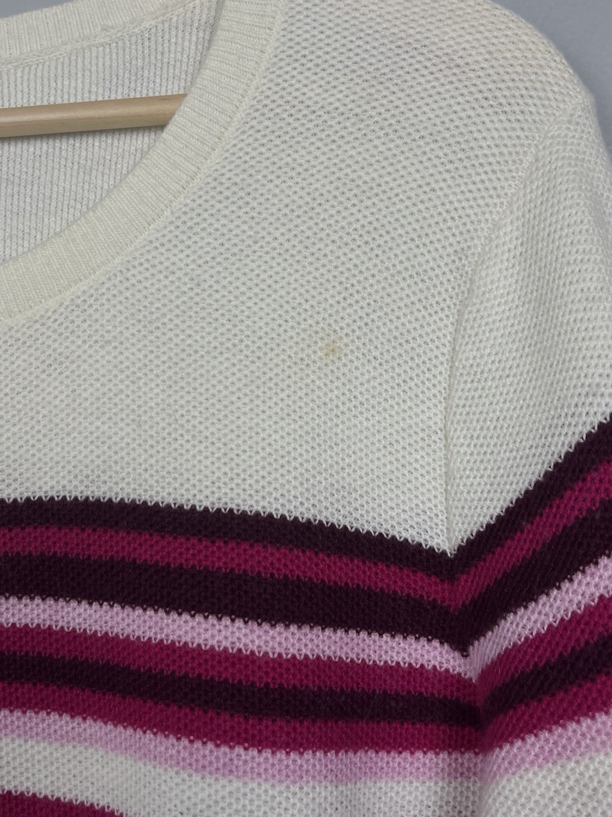 Talbots cotton blend ivory multicolor stripe crewneck sweater, XL.