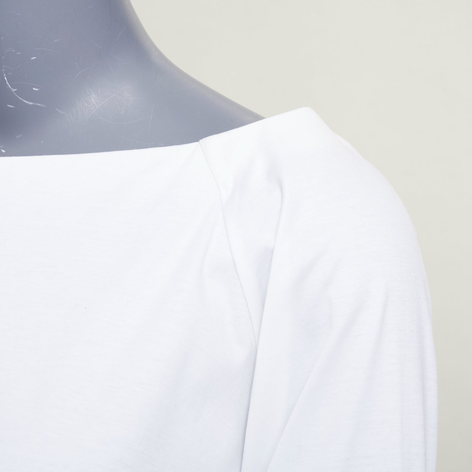 THE ROW Pepper white cotton stand up tape lined bateau neck crop sleeves top XS