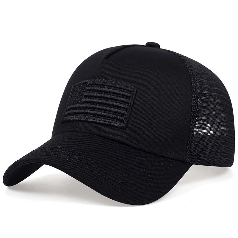 Army Green/Black American Flag Hat – Tactical Snap Back Trucker Baseball Cap