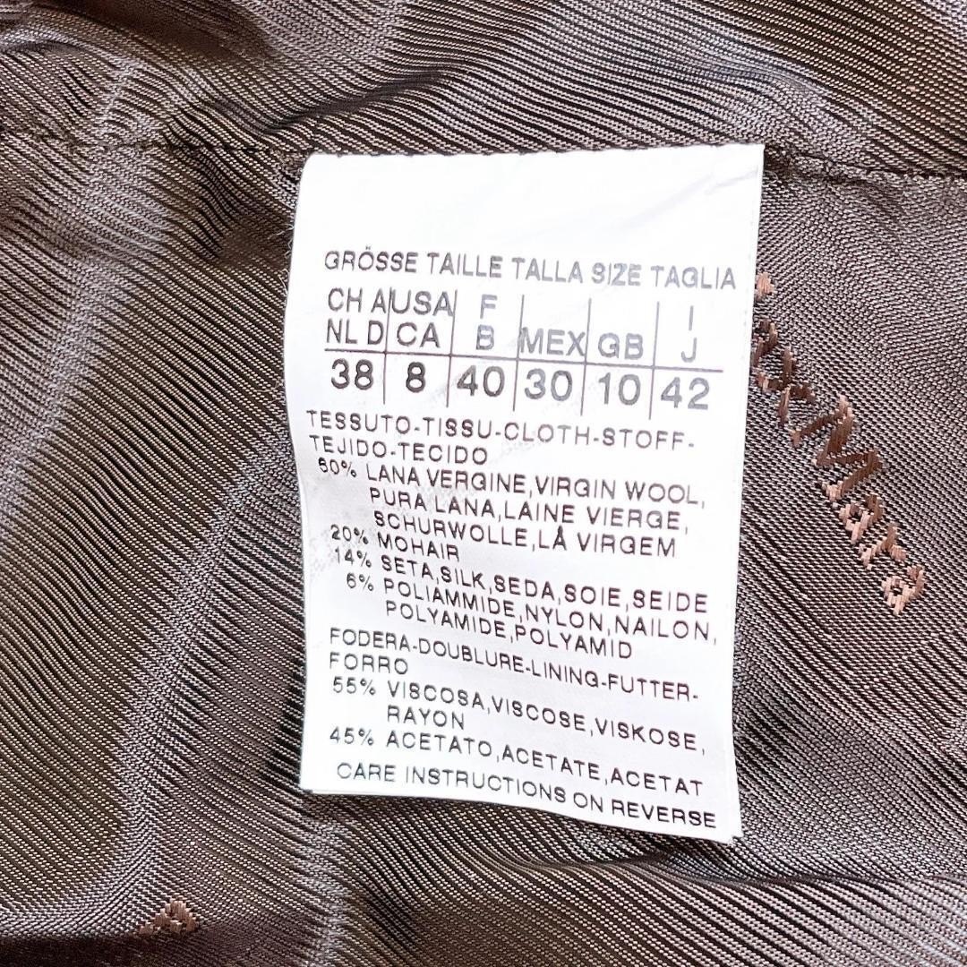 Max Mara mink fur coat, wool, brown tweed, size L