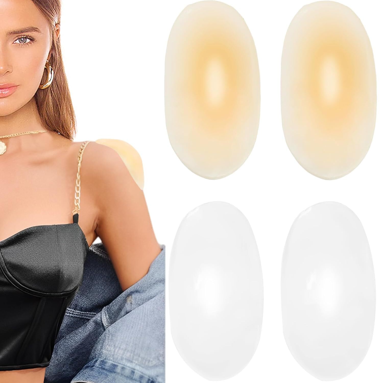 2Pairs Women Shoulder Pads Push up Soft Adhesive Silicone Shoulder Pads Anti USA