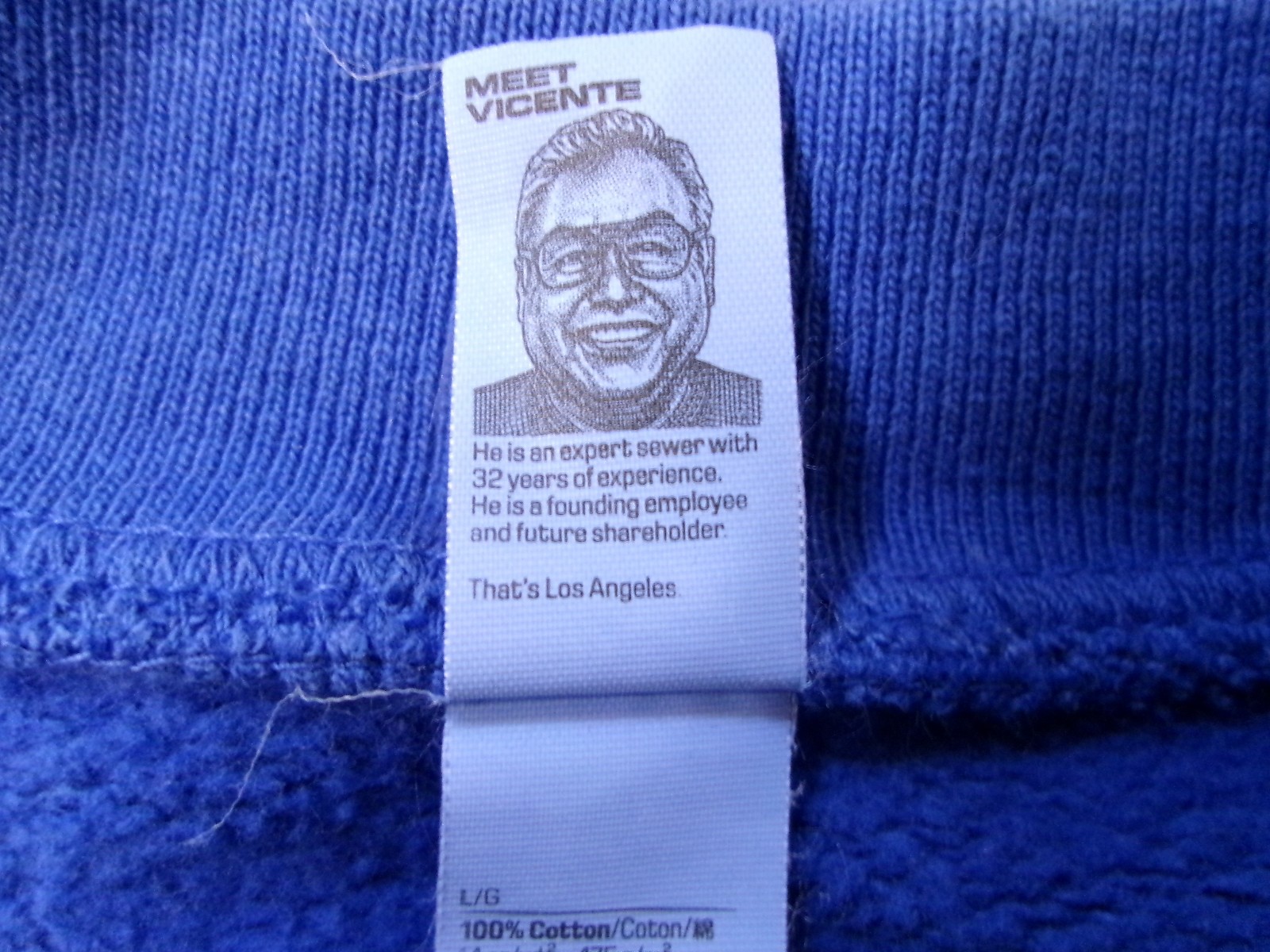 LOS ANGELES APPAREL 14 OZ HEAVY FLEECE SWEAT SHIRT LARGE BLANK BLUE USA MADE