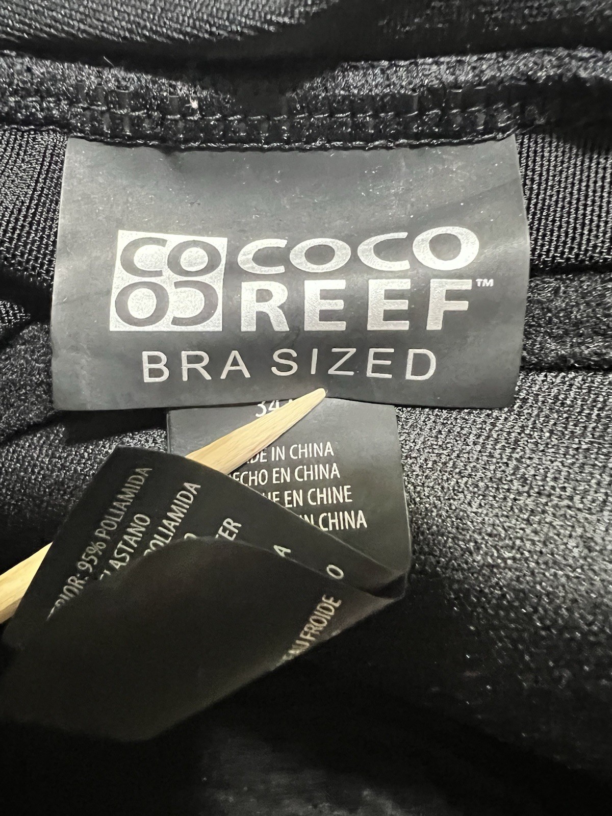 COCO REEF BRA SIZED 34D UNDERWIRED SLIDE LOCK STRAP TANKINI BANDEAU SWIM TOP