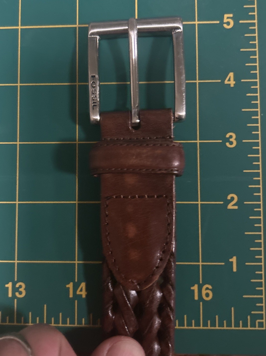 Fossil Braided Leather Belt Men Size 40 Woven Brown Silver Buckle 90’s