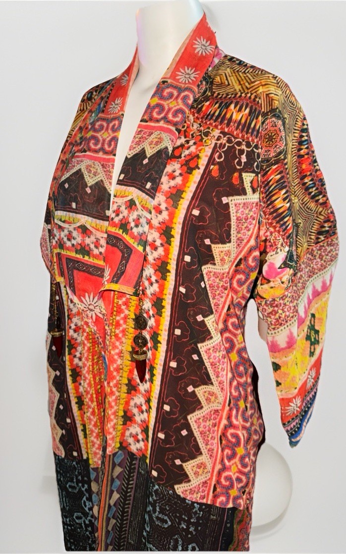 Soft Surroundings Sahara Sun Canaria Duster Open Topper Cover up Beaded Sz M