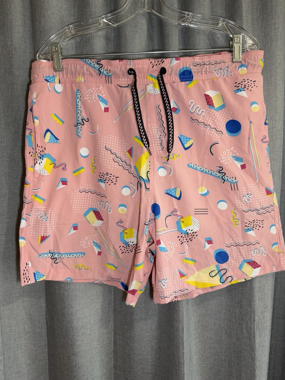 SURF SOCIETY Drill Clothing Company Pink Vintage Vibe Print Swim Trunks Sz L