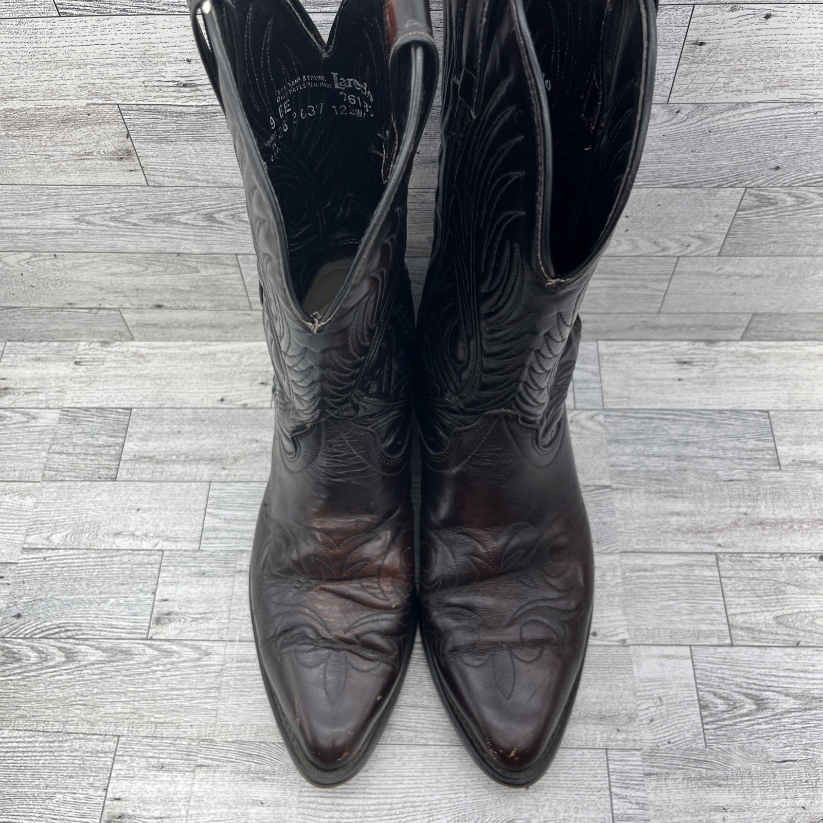 Laredo 2637 Brown Leather Western Cowboy Boots USA Men Size 9 2E