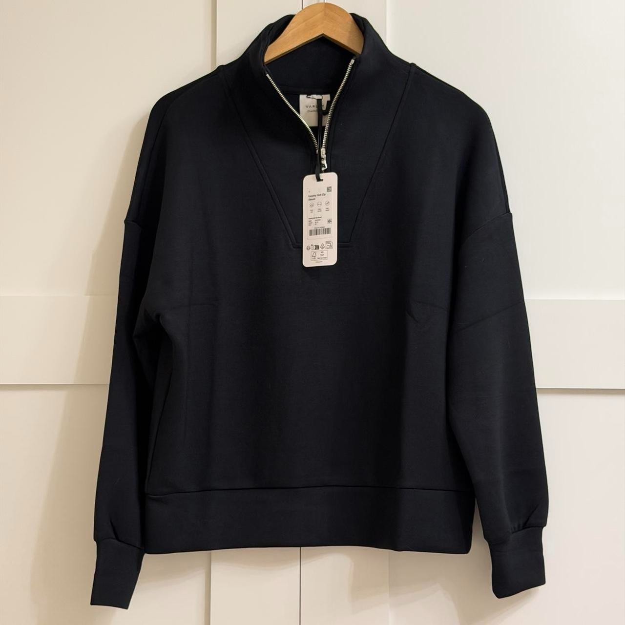 Varley Hawley Half-Zip Sweat in Black, Size X-Small