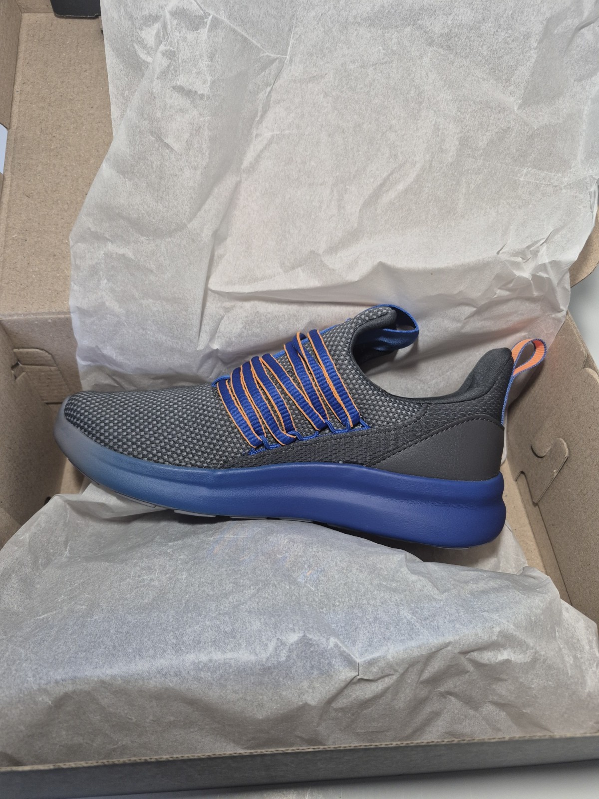 adidas Lite Racer Adapt 7.0 K Kids Slip On Mesh Sneakers US 4.5 Gray/Blue