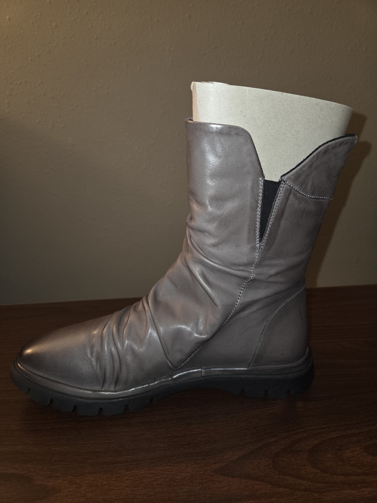 Miz Mooz Delena Ruched Leather Mid-Shaft Boots Women’s EU 40 US 9-9.5