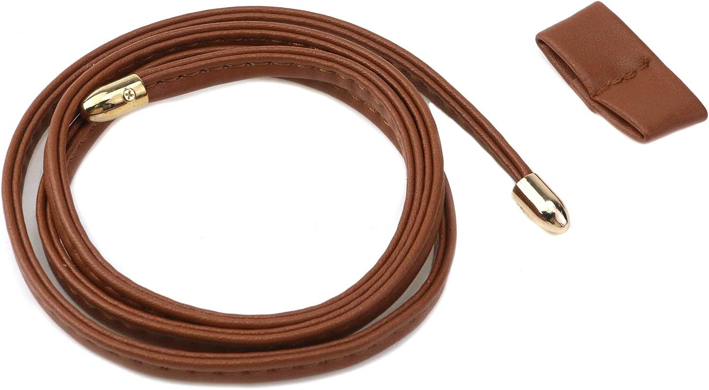 PU Leather Drawstring Brown 38.6″ | Pull String Purse Strap Drawstring Pull Stri
