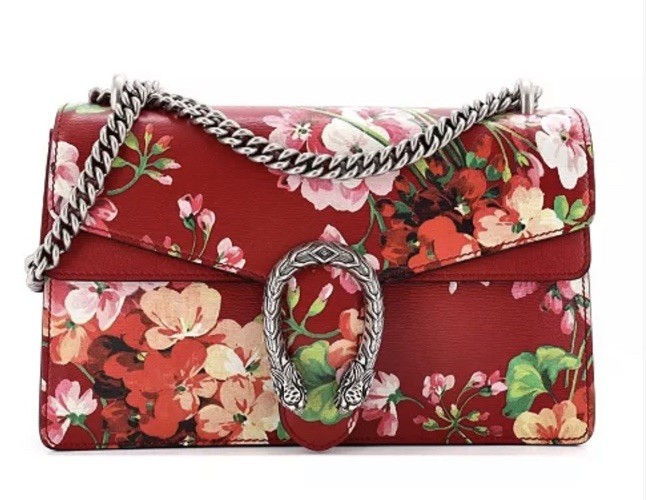 Gucci Dionysus #400235 GG Blooms Print Leather & Antique Silver Tone Chain Strap