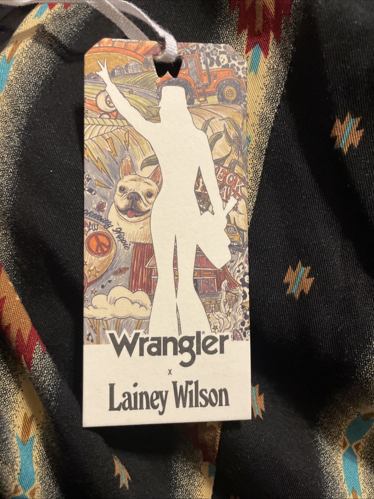 Wrangler Lainey Wilson Black Southwestern Pearl Snap Shirt S NWT