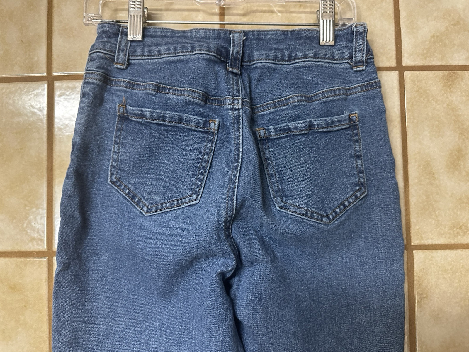 Barbie Big Girls Denim Jeans Size 12 Embellished Decal Patches Schoolcore Play