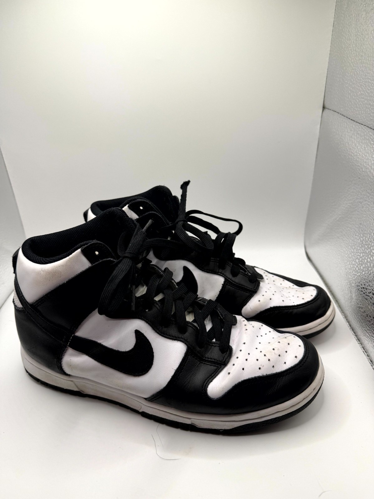 Nike Dunk High DD1399-105 Mens 8.5 Sneaker Black White Leather Lace Up Shoes