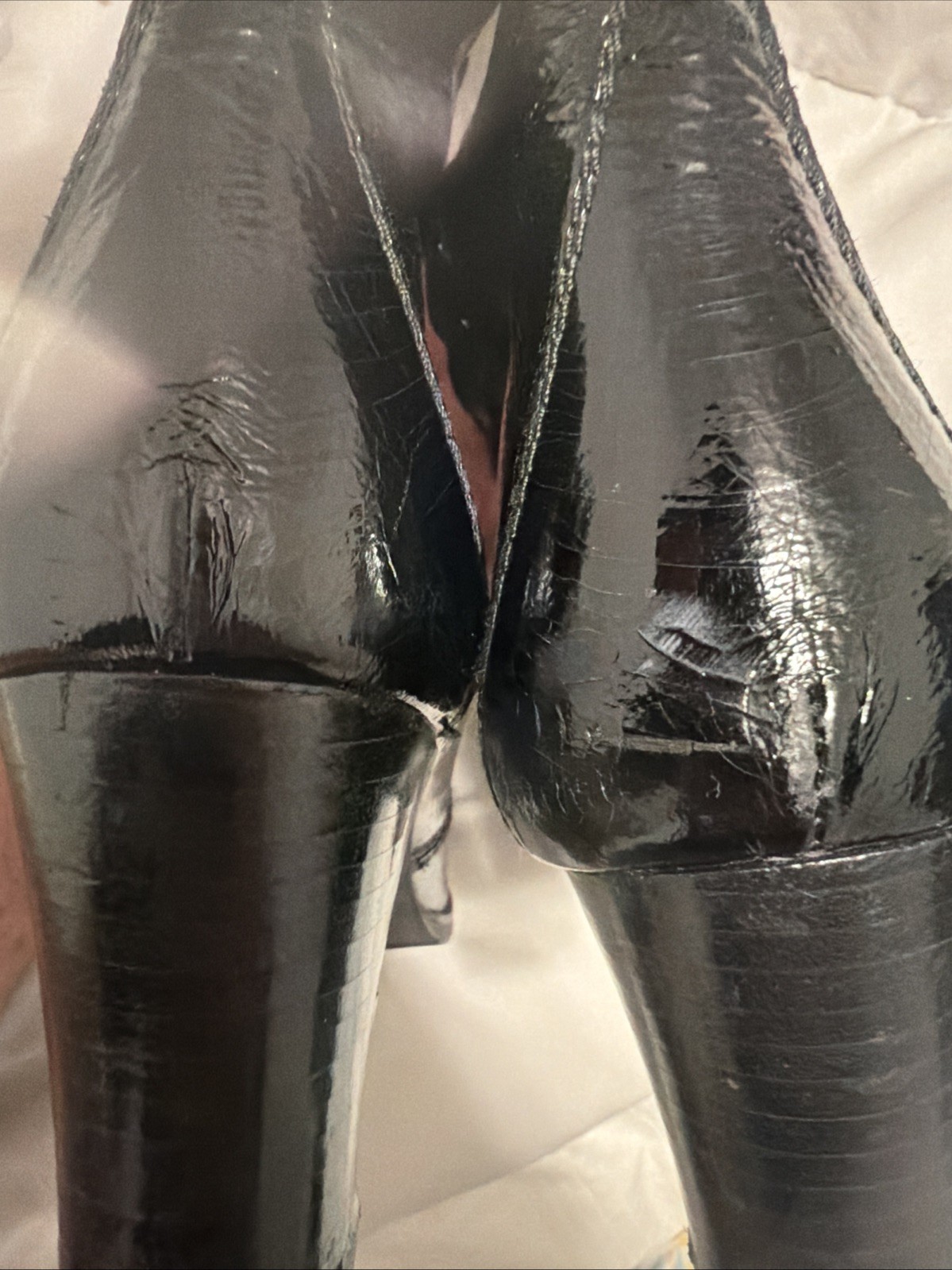 STUART WEITZMAN $695 FAB BLACK PATENT LEATHER TALL SEXY LACE UP BOOTS SZ 7