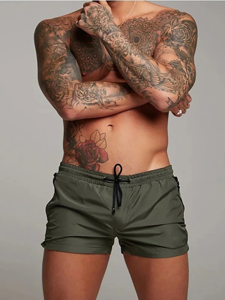 Men’s Quick Dry Swim Trunks Mesh Liner Zipper Pockets Beach Board Shorts