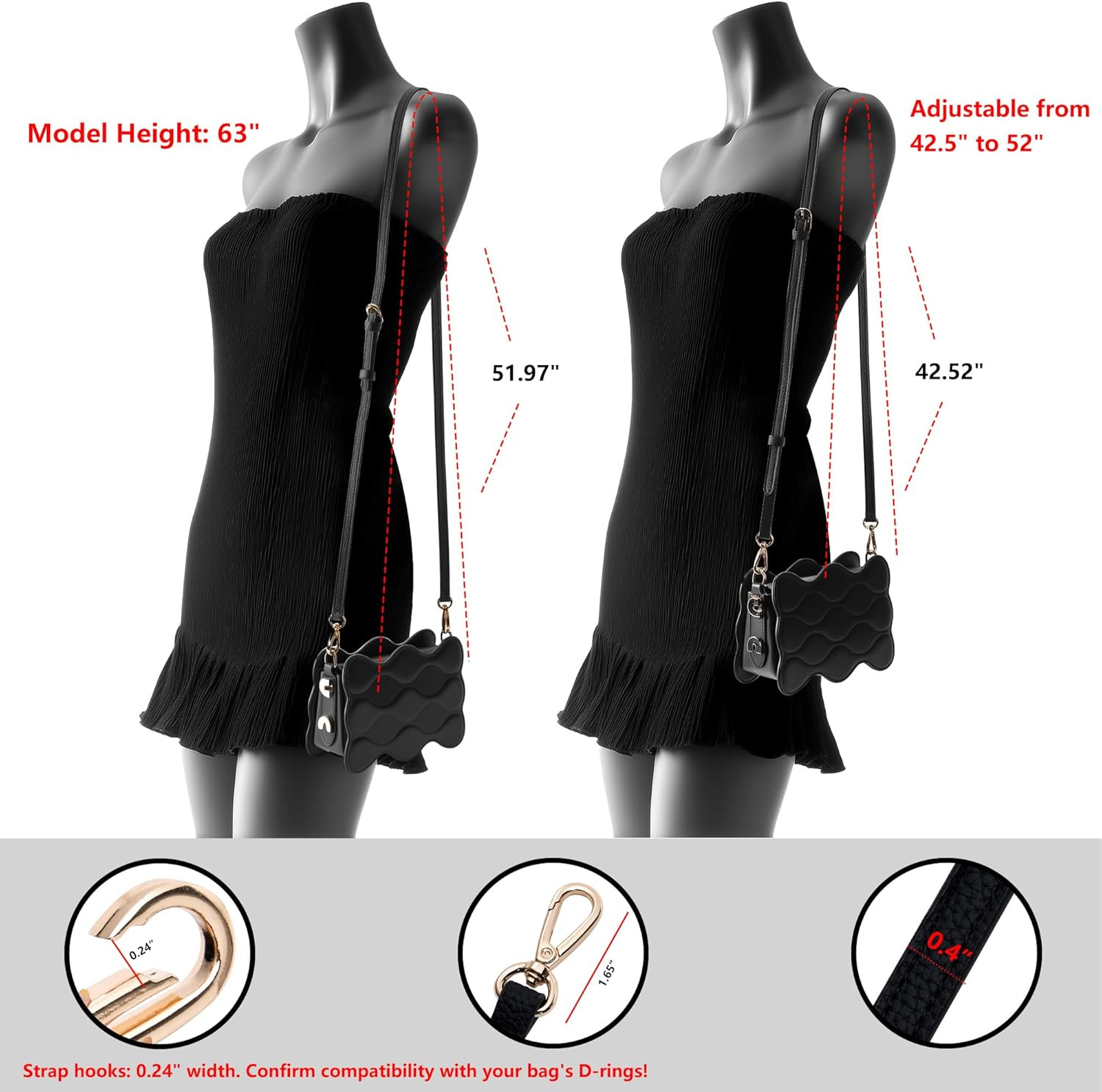 PU Leather Purse Strap Replacement Crossbody Adjustable Long Thin Handmade Shoul