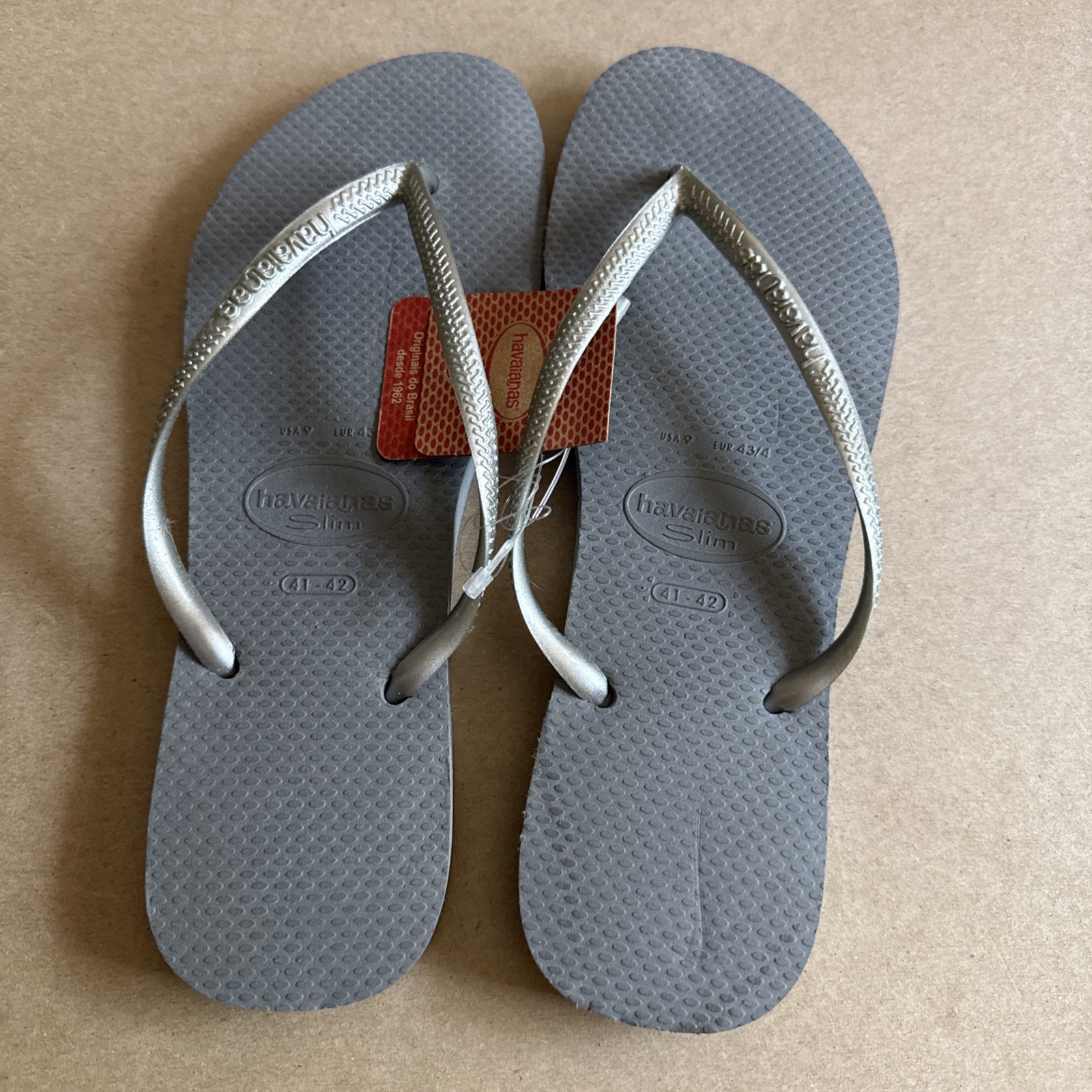 Havaianas Slim Grey Silver Flip Flops EU 41/42 – New