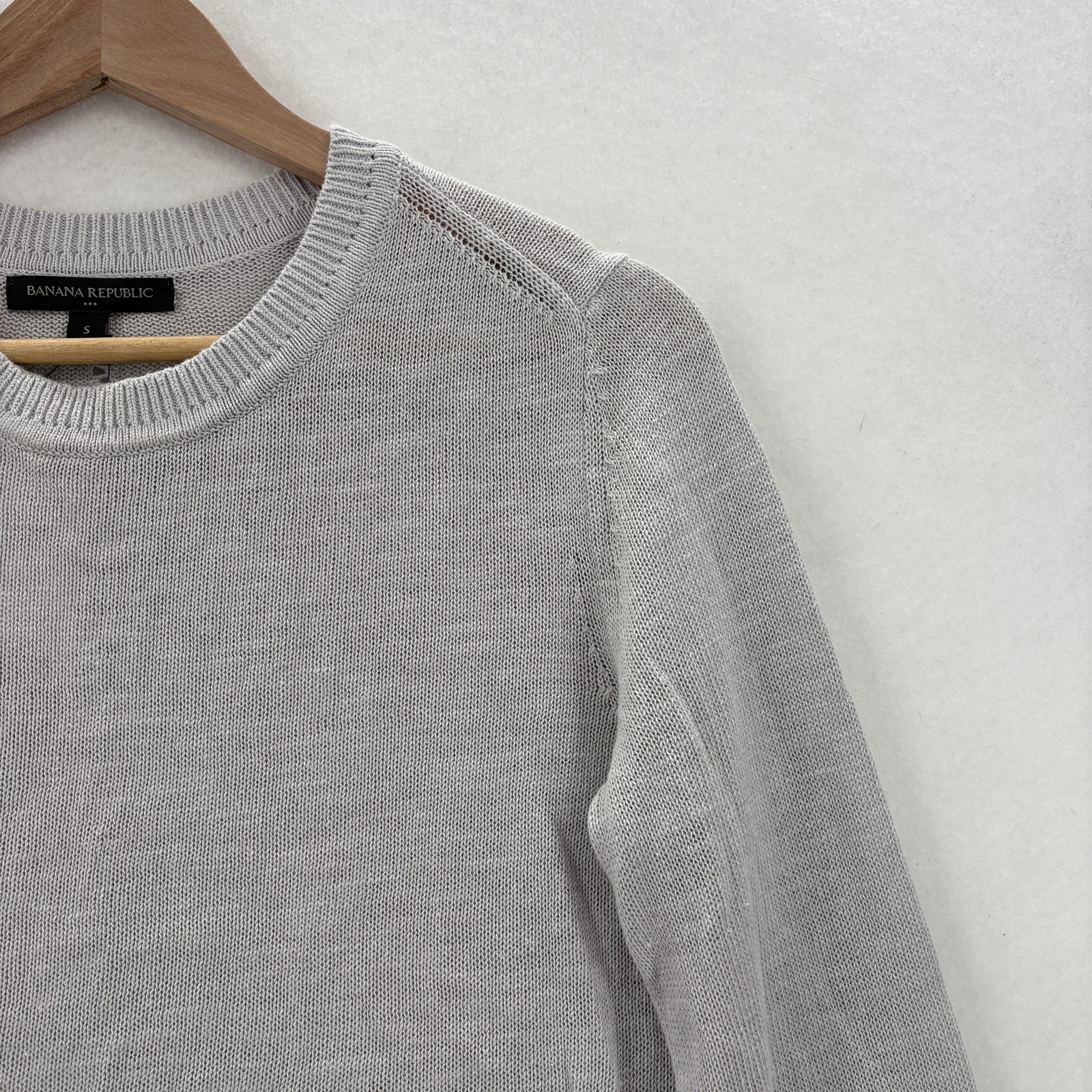 Banana Republic Sweater Womens Small Gray Ramie Viscose Crew Neck Minimalist NWT