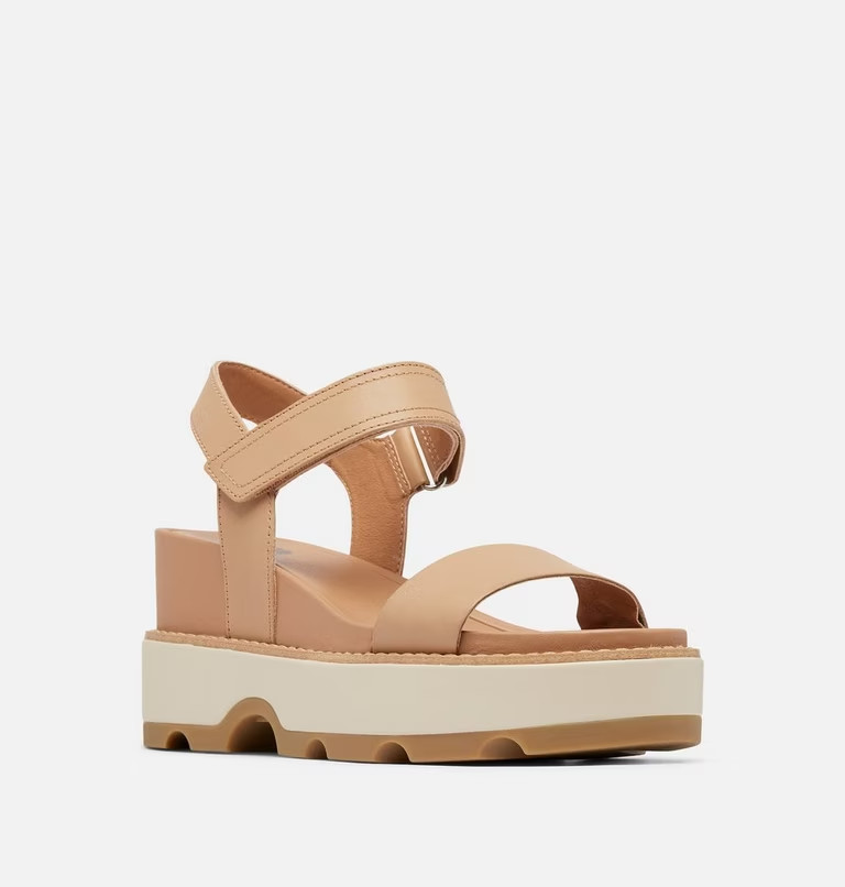 NIB SOREL Joanie IV Y-Strap Wedge Sandals, Honest Beige & Bleached Ceramic, 6M