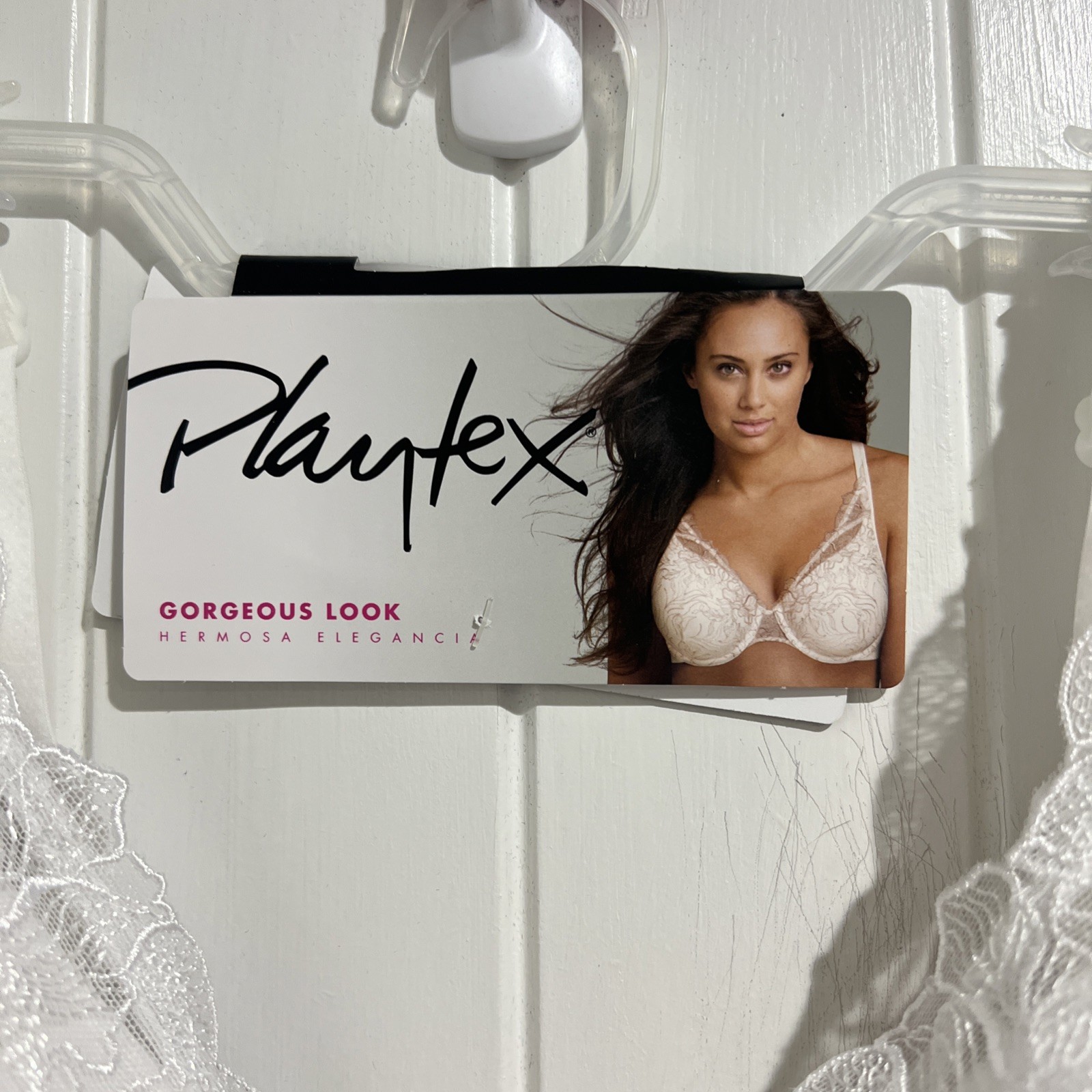 Playtex Gorgeous Lace Embroidered Underwire Support Bra White Style 7576 Sz 44D