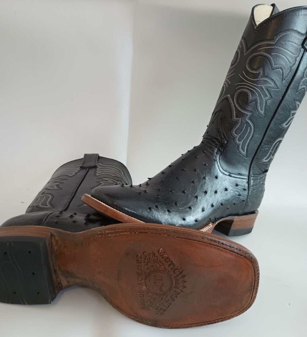 Mens New 100% AuthenticFull Quill Black Ostrich Cowboy Boots all sizes Available