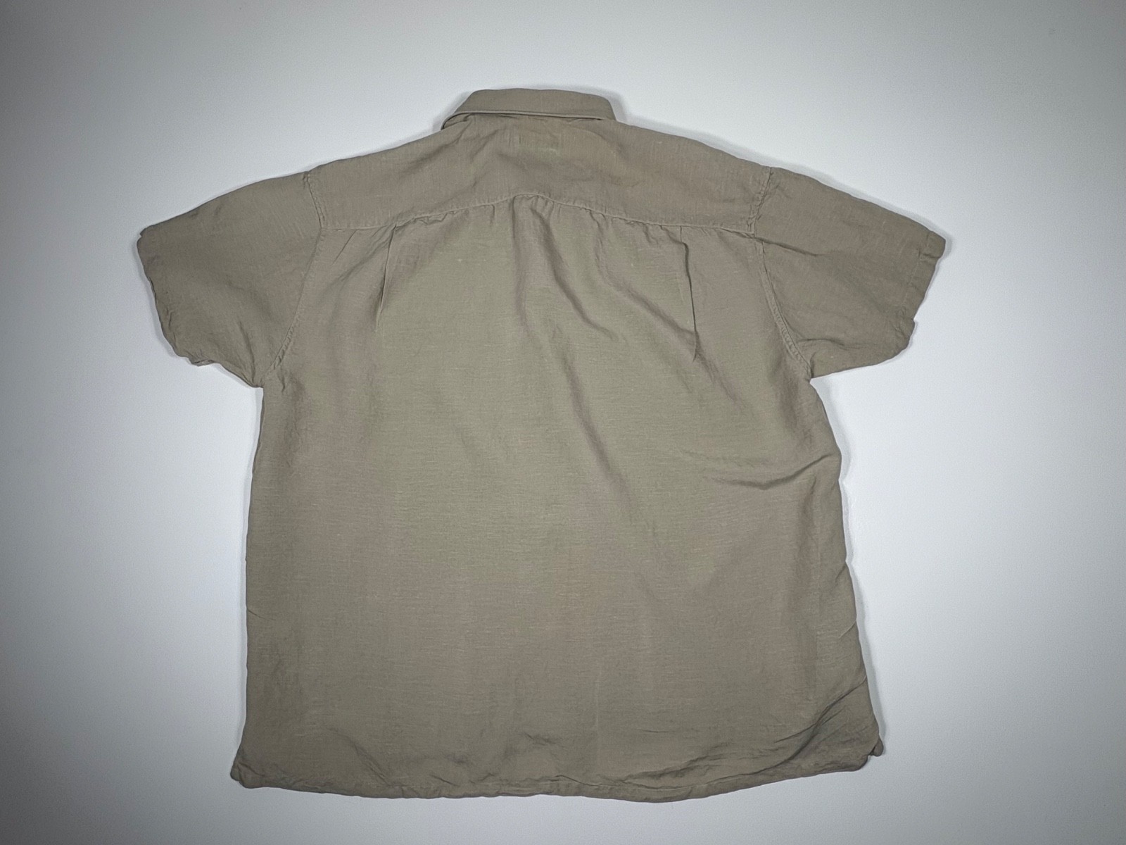 Nautica button down shirt Mens XL tan lightweight Linen blend Short Sleeve
