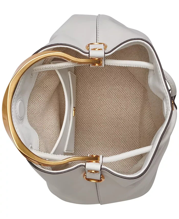 $348. Donna Karan Lawrence Top Handle Crossbody Bucket Bag Brilliant White Gold